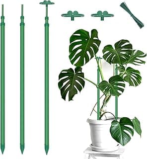 Extendable Plant Stakes, Length Scalable from 17.9IN to 42.3IN Plant Support Stake, Orchid Sticks with Clips for Indoor Outdoor,Garden Stak...