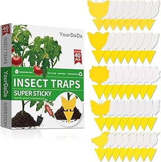 40 Pcs 5 Shapes Yellow Extremely Sticky Traps for Fungus Gnat, Fruit Fly, Fly, Whitefly, Flying Insect Catcher Traps for Houseplants, Kitch...