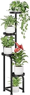 Bamworld Tall Plant Stand Indoor Outdoor, Corner Metal Flower Pot Stands for Multiple Plants, 4 Tier Heavy Duty Plant Shelf for Patio Garde...