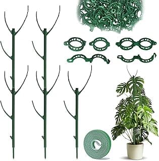 5pack Adjustable Plant Support Pole – Stackable Indoor/Outdoor Support Pole with Clamps, Suitable for Supporting Monstera and Climbing Plan...