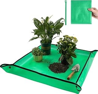 Repotting Mat for Indoor Plant Transplanting Control Mess, 26.8"X26.8" Waterproof Succulent Potting Mat Square Planting Tray Soil Change Ma...