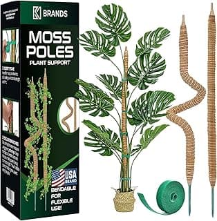 2 Pack 28'' Bendable Moss Pole Monstera Plant Support for Climbing Indoor Plants - Stakes for Potted Climbers - Tall Sticks Indoo...