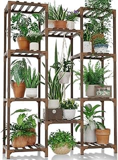 Bamworld Plant Stand Indoor Outdoor Tall Plant Shelf for Multiple Plants Pots Wood Flower Stand Large Flower Holder for Living Room, Patio,...