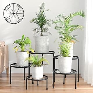 Linpla 5-Pack Decent Metal Plant Stands, Heavy Duty Flower Pot Stands for Multiple Plant, Anti-Rust Iron Plant Pot Shelf, Decoration Racks...